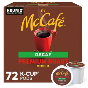 McCafe Premium Roast Decaf Coffee, Single Serve Keurig K-Cup Pods, Decaffeinated, 72 Count