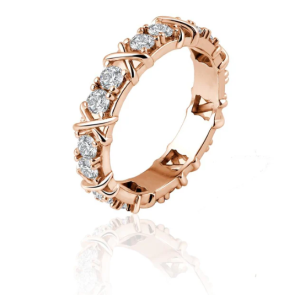 S925 VVS Synthetic Moissanite Hip Hop Cross Eternity Ring Wedding Anniversary Gift for Men Women