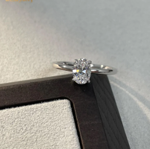 S925 1ct Oval Cut VVS Synthetic Moissanite Solitaire Prong Promise Engagement Ring Anniversary Valentine's Day Gifts For Her