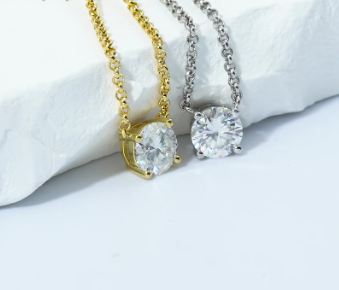 S925 1ct Synthetic Moissanite Classic Round Four Prong Necklace