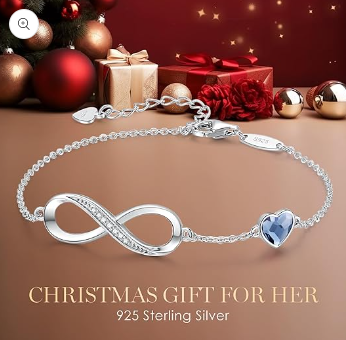 CDE Infinity Heart Birthstone Charm Link Bracelet