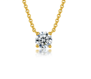 S925 1ct Synthetic Moissanite Classic Round Four Prong Necklace
