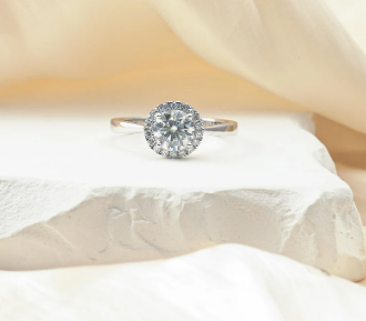 1ct Round Synthetic Moissanite Luxurious Bling Halo Ring In 925 Sterling Silver Engagement Anniversary Valentine's Day Gifts