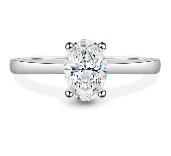 S925 1ct Oval Cut VVS Synthetic Moissanite Solitaire Prong Promise Engagement Ring Anniversary Valentine's Day Gifts For Her