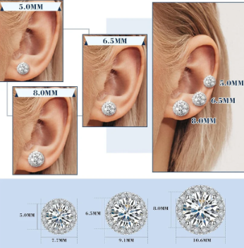 S925 HALO SYNTHETIC MOISSANITE STUD EARRING FOR MEN WOMEN GIFT