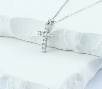 S925 Synthetic Moissanite Cross Necklace 18inches