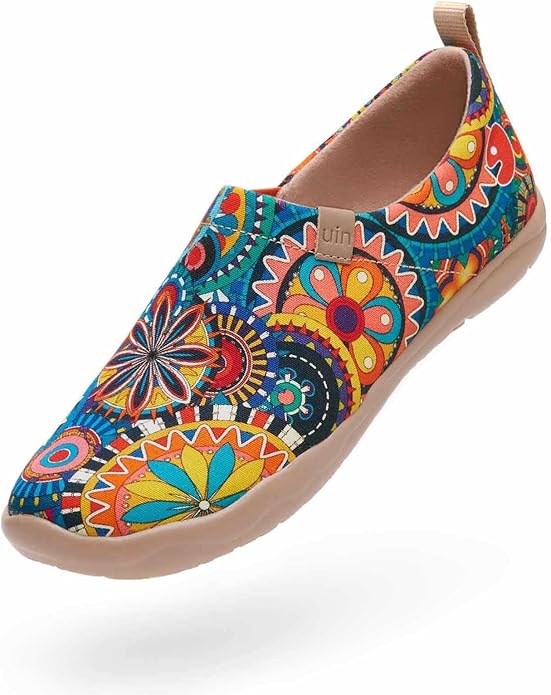 UIN Women's Blossom Slip On Shoes Colorful Comfortable Lightweight Art Travel Sneakers Casual Floral Stylish Everyday Loafers