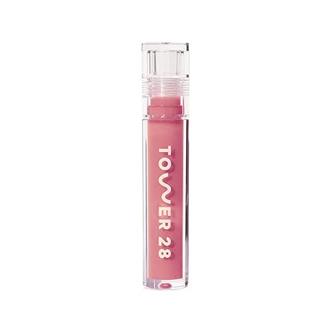 Tower 28 ShineOn Milky Lip Jelly, PISTACHIO, Non-Sticky, Hydrating Vegan Lip Gloss in Milky Nude Pink, Moisturizing Apricot and Raspberry Seed Oil, Clean, Cruelty Free