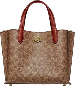 COACH Coated Canvas Signature Willow Tote 24, Tan/Rust