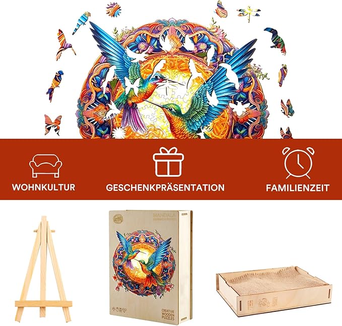 Jigfoxy Wooden Puzzles for Adults, Hummingbird Wooden Jigsaw Puzzles, Unique Animal Shape Puzzles, Christmas Thanksgiving Gifts for Family Friend(XL-19.7 * 19.7in-670psc)