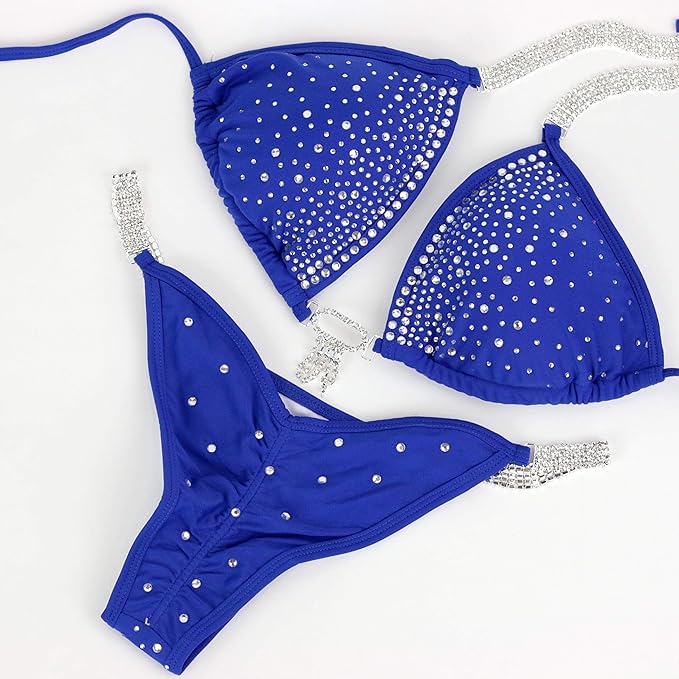 Competition Bikini Suit | NPC IFBB Posing Suit |Scrunch Bikini | Sapphire Blue