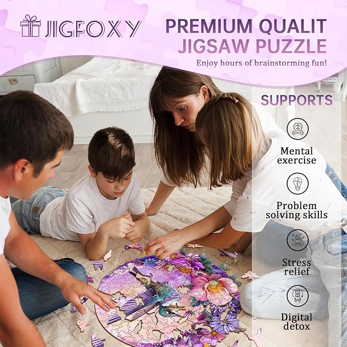 Jigfoxy Wooden Puzzles for Adults, Hummingbird Wood Puzzles Adult, Unique Animal Shape Wooden Jigsaw Puzzles for Adults, Birthday Gifts for Puzzle Lovers, Family, Friend (XL-17.3 * 16.6in-500 pcs)