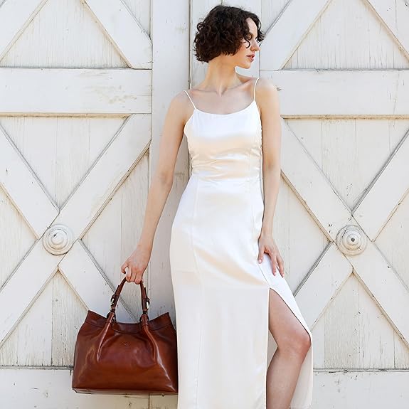 Time Resistance Leather Handbag - Top Handle Bag - Full-Grain Leather Purse for Women