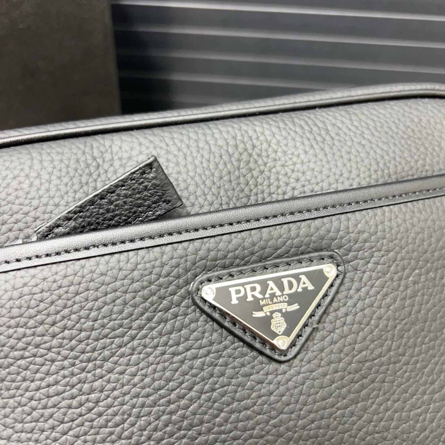 Prada Men's Black Leather Shoulder/Crossbody Camera Bag