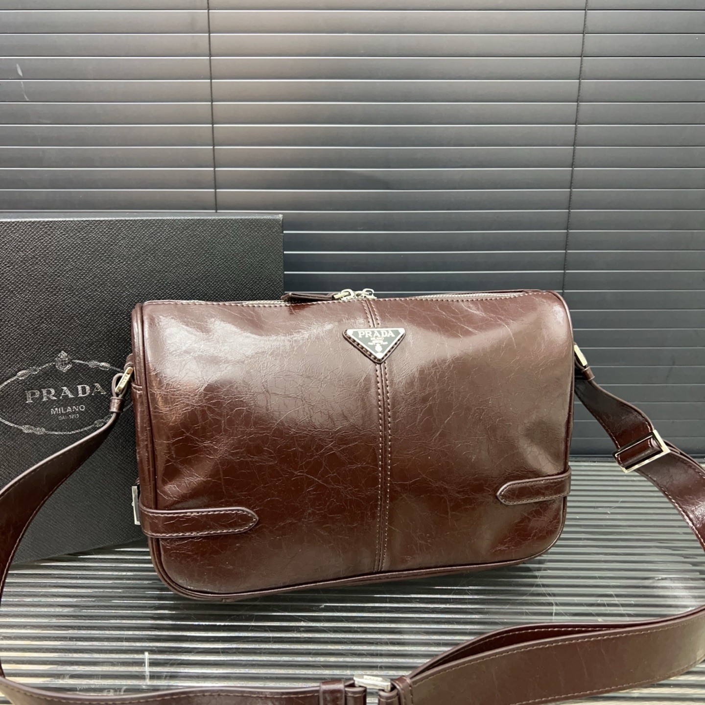 Prada Brown Leather Shoulder Bag