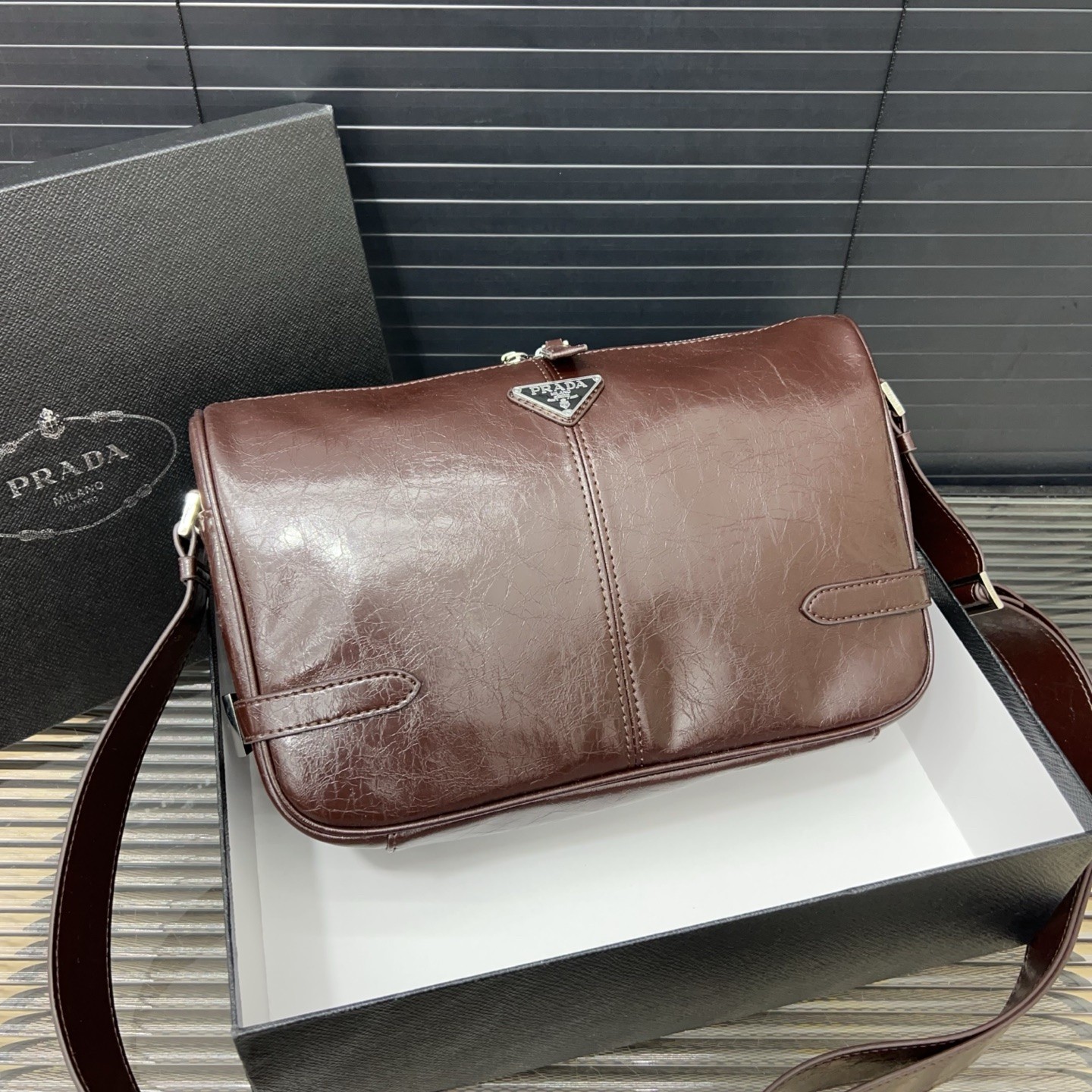 Prada Brown Leather Shoulder Bag