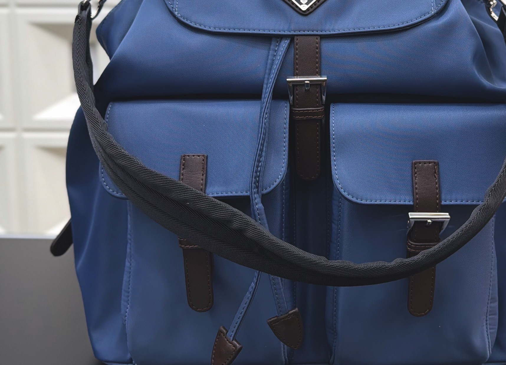 Prada Blue nylon backpack