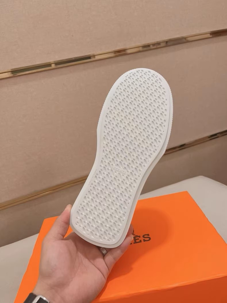 Hermès White Slip-On Loafers