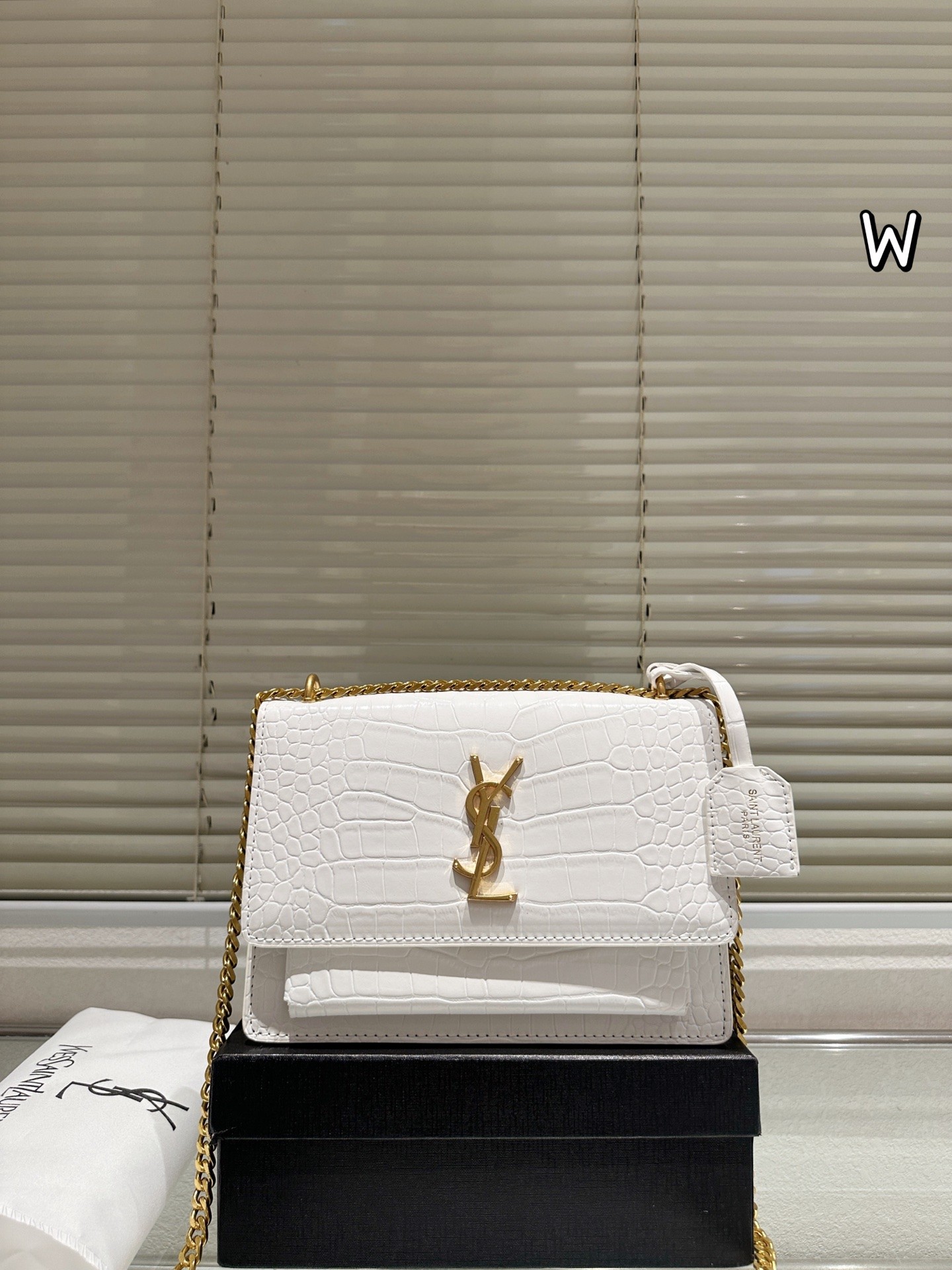 Sac moyen en cuir gaufré crocodile Saint Laurent Sunset