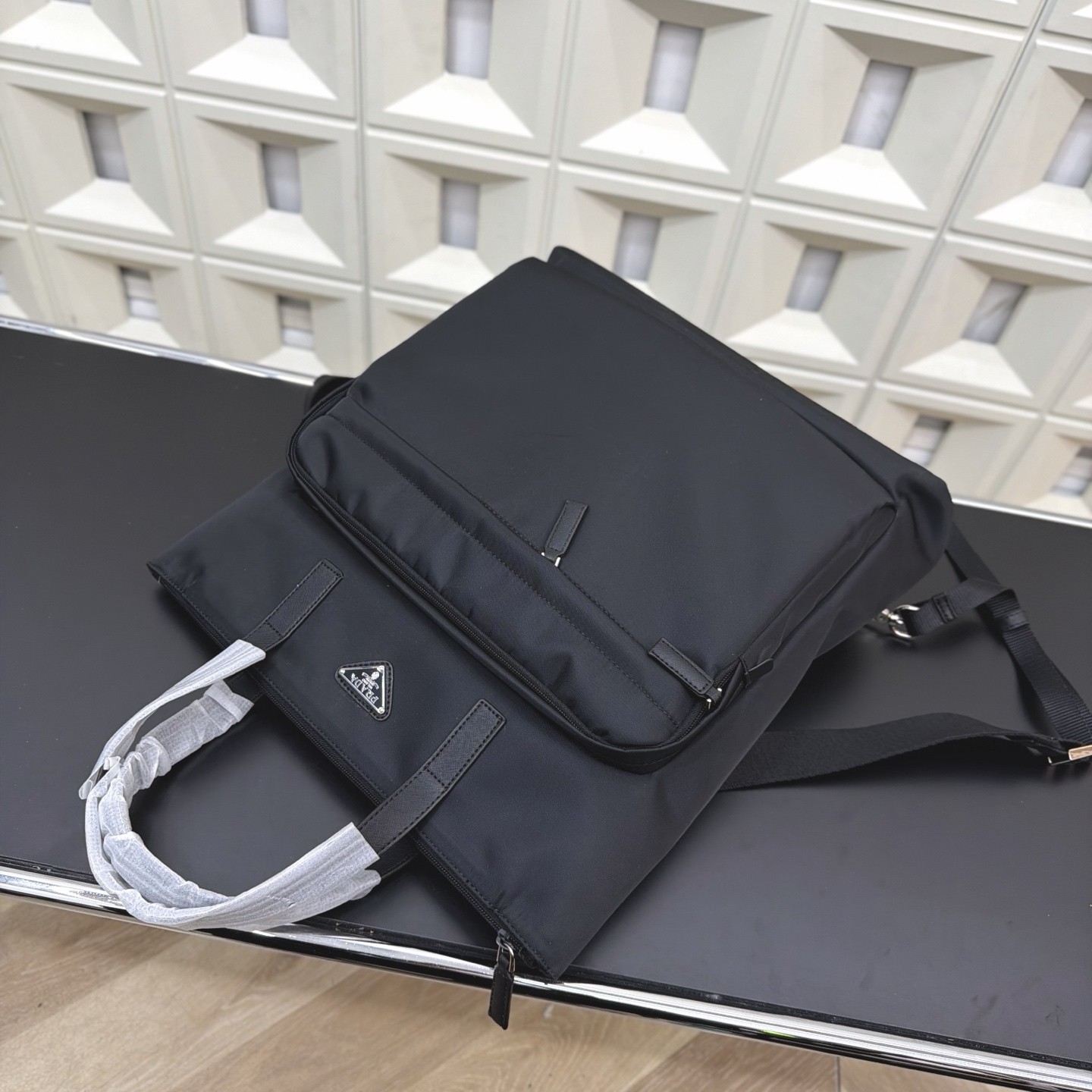 Prada Re-Nylon and Saffiano Leather Tote Bag