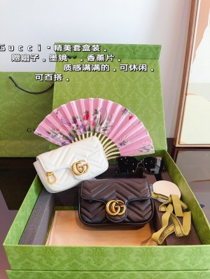 Gucci GG Marmont Collection White Quilted Leather Mini Handbag