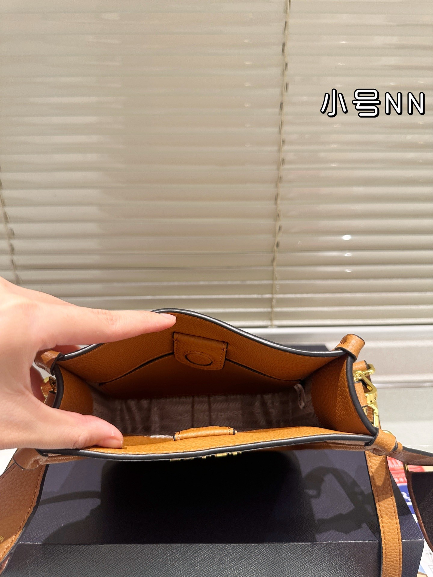 Prada caramel-colored leather mini shoulder bag