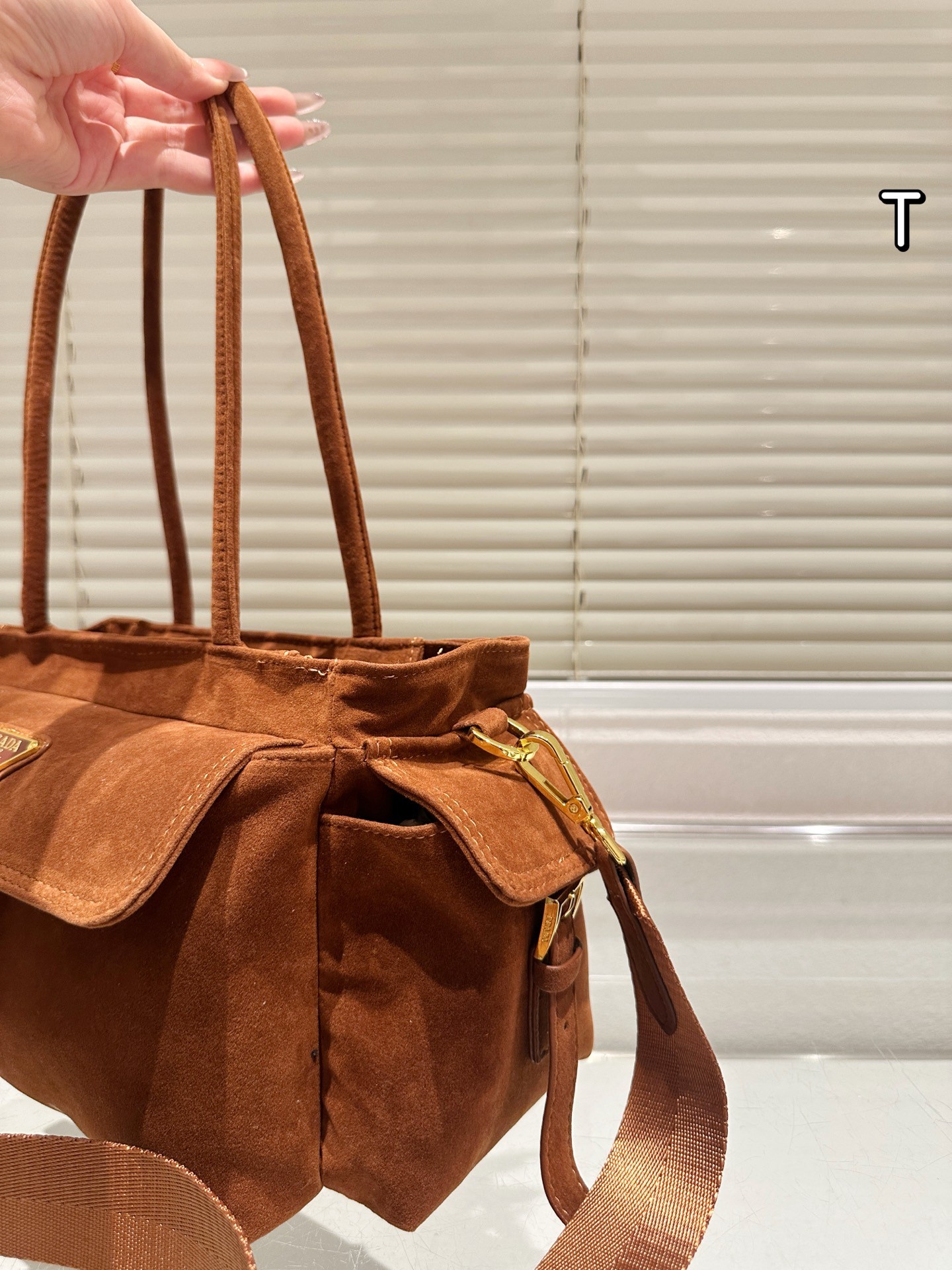 Prada Explore Brown suede handbag