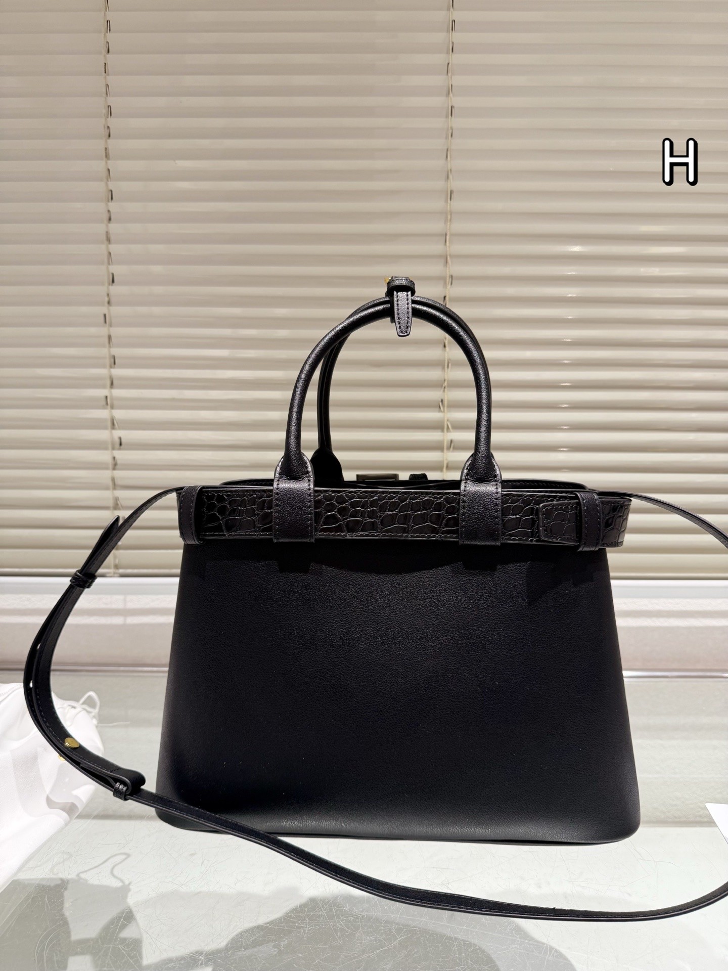 Prada Buckle Leather Tote Bag