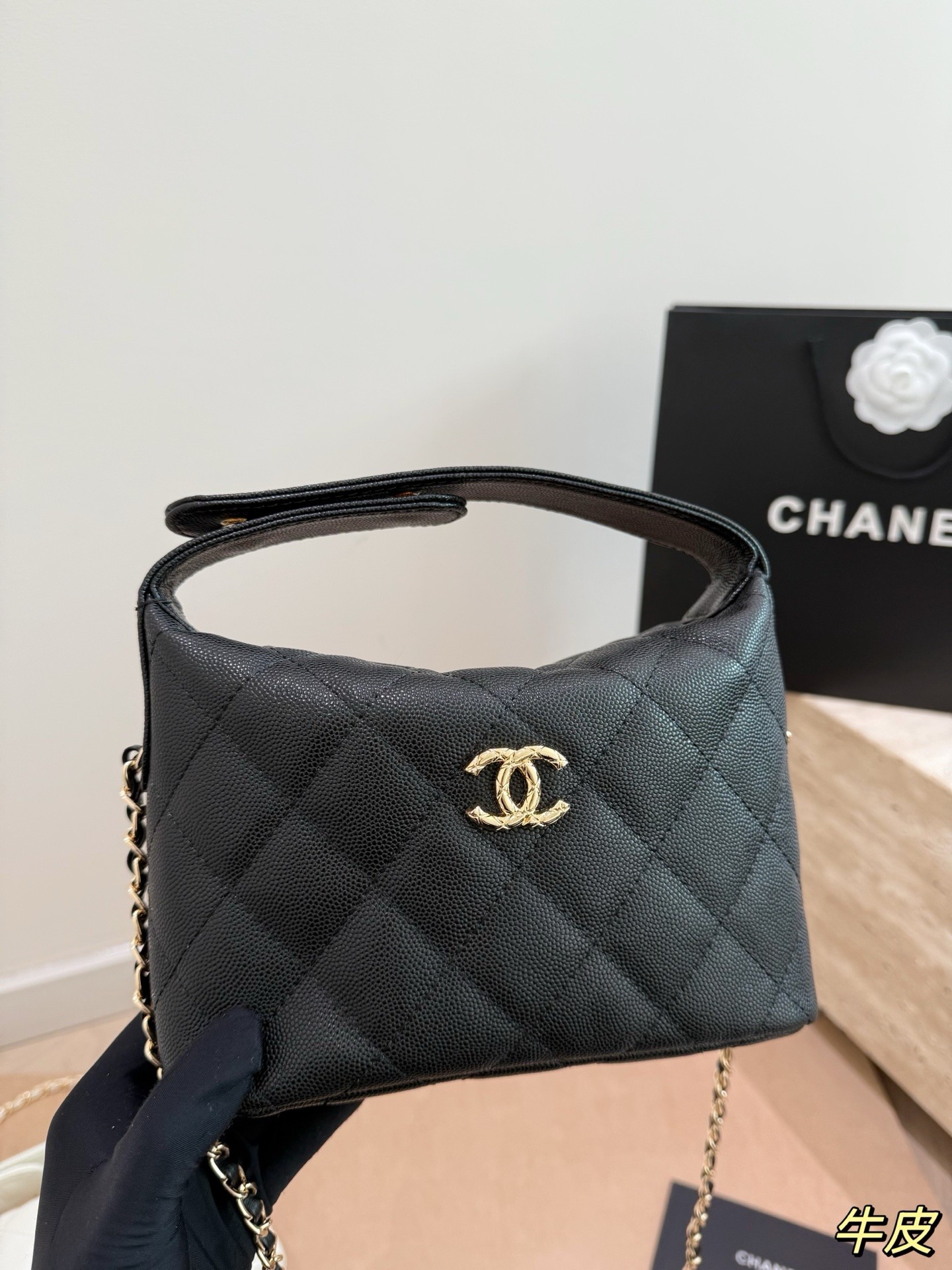 Chanel 25A Quilted Hobo Clutch on Chain