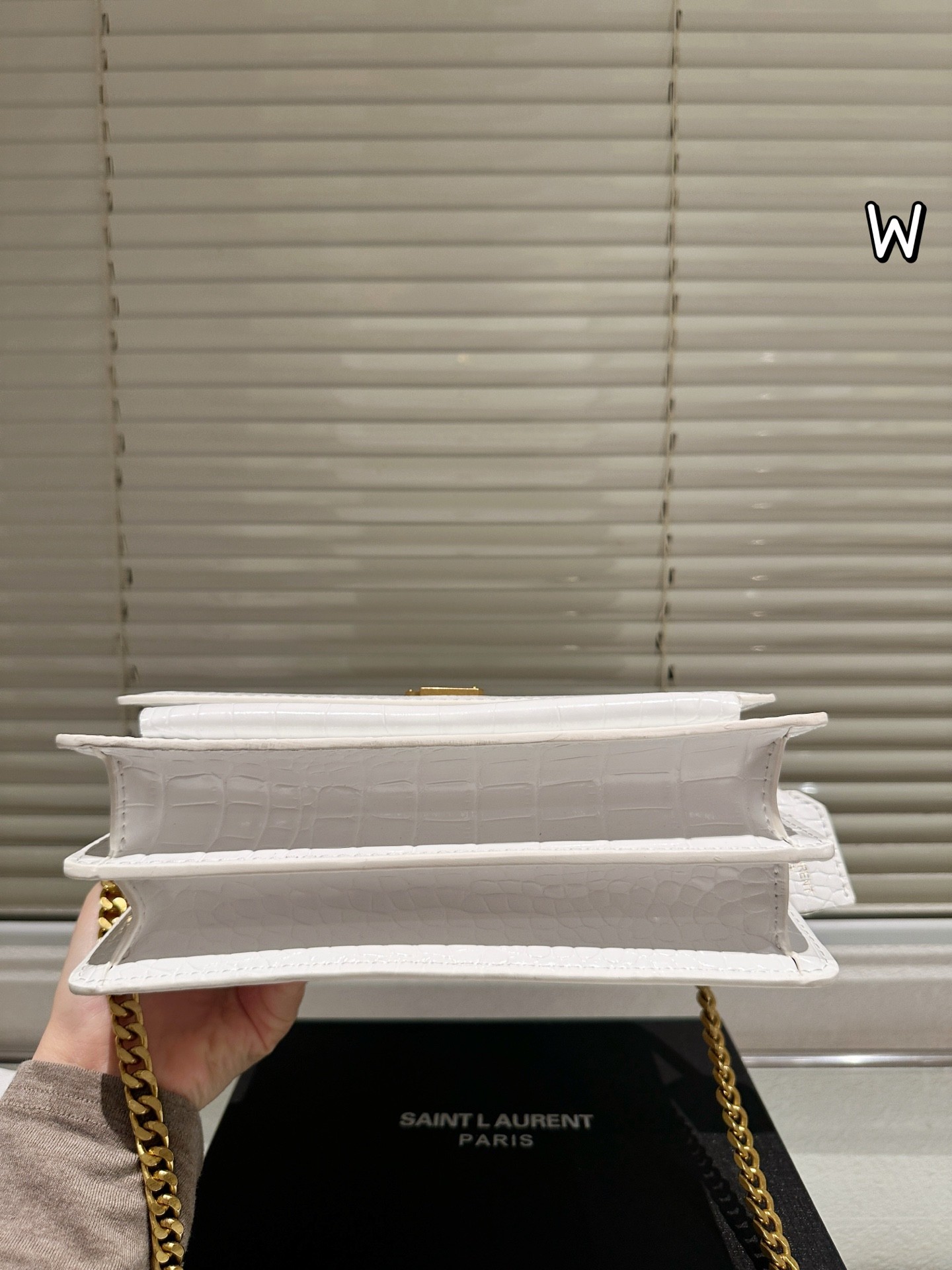 Sac moyen en cuir gaufré crocodile Saint Laurent Sunset