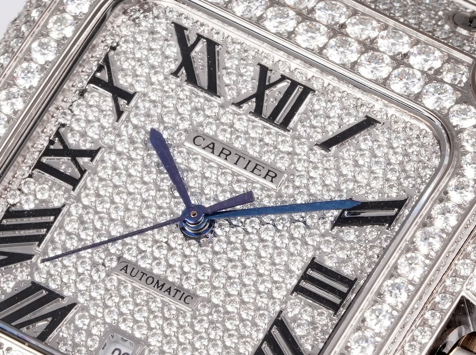 Custom diamond-set models from the Cartier Santos collection