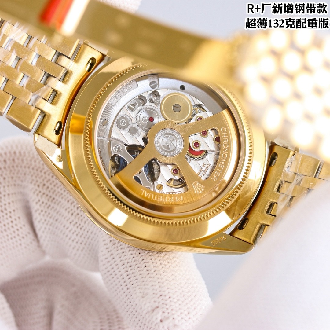 The 18K gold model from the Rolex Perpetual 1908 collection