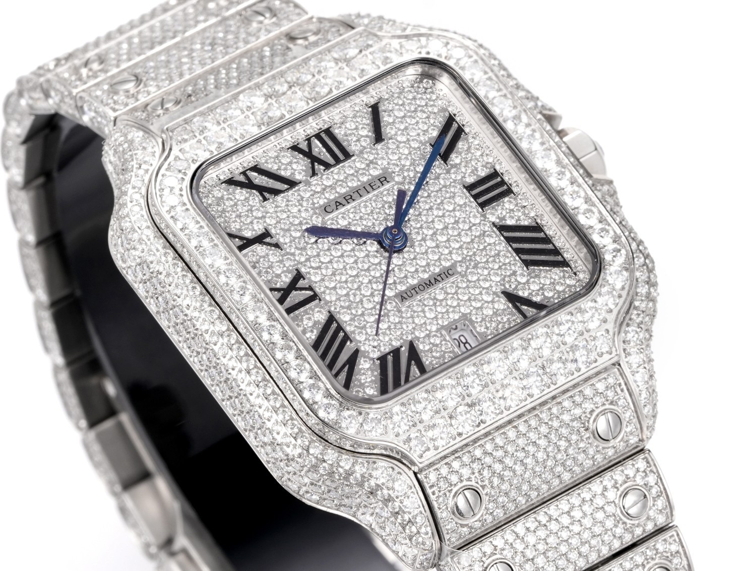 Custom diamond-set models from the Cartier Santos collection