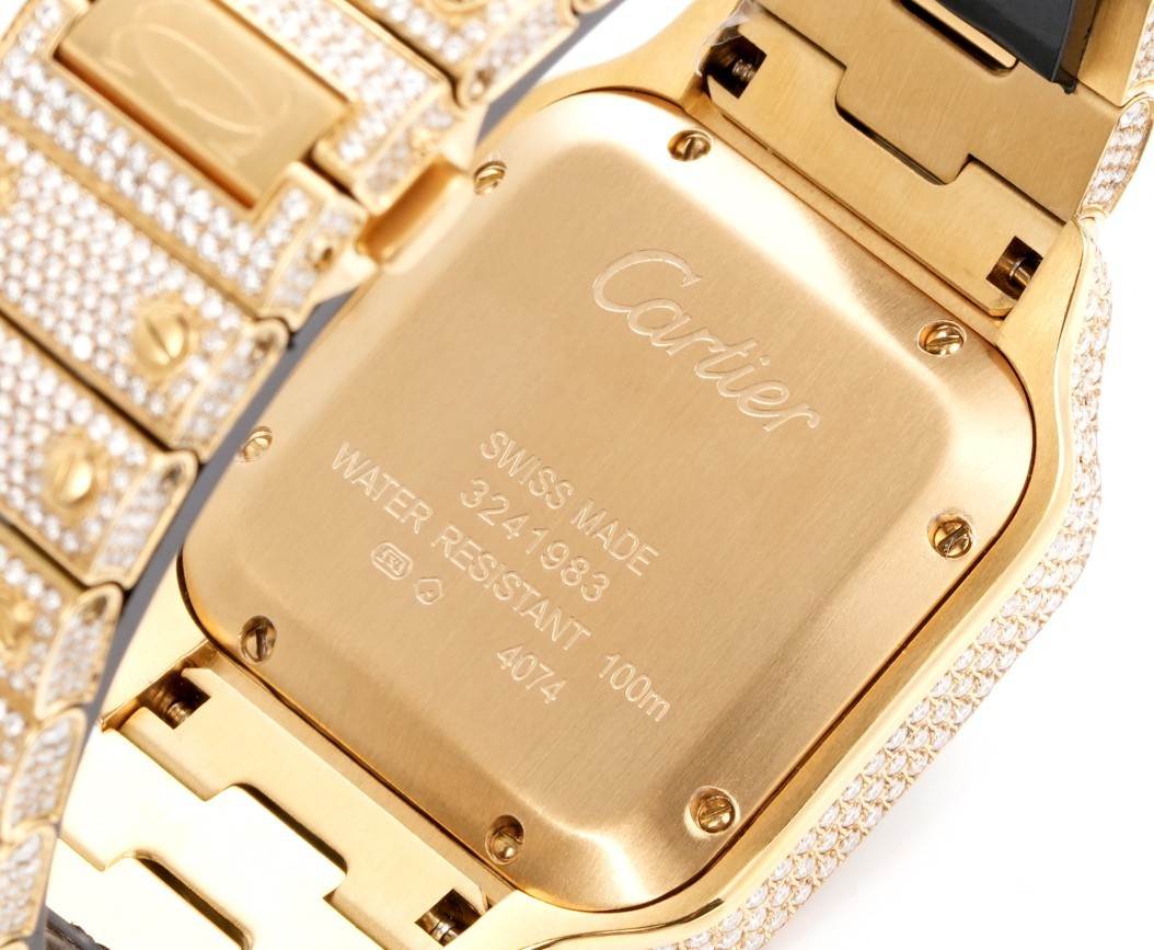 (Cartier) Custom-made full-diamond version of the Santos de Cartier collection