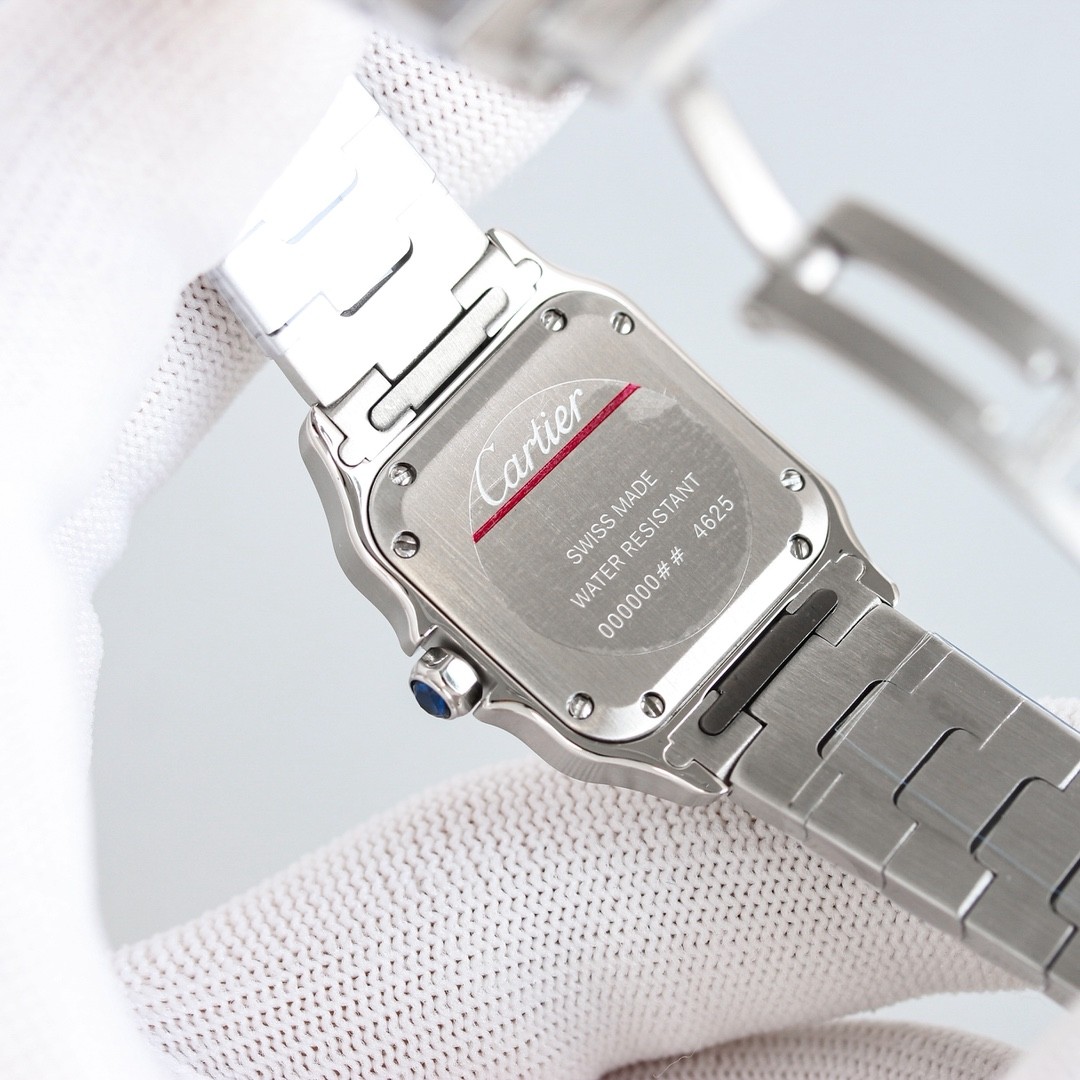 A classic stainless steel watch from the Cartier Santos collection.