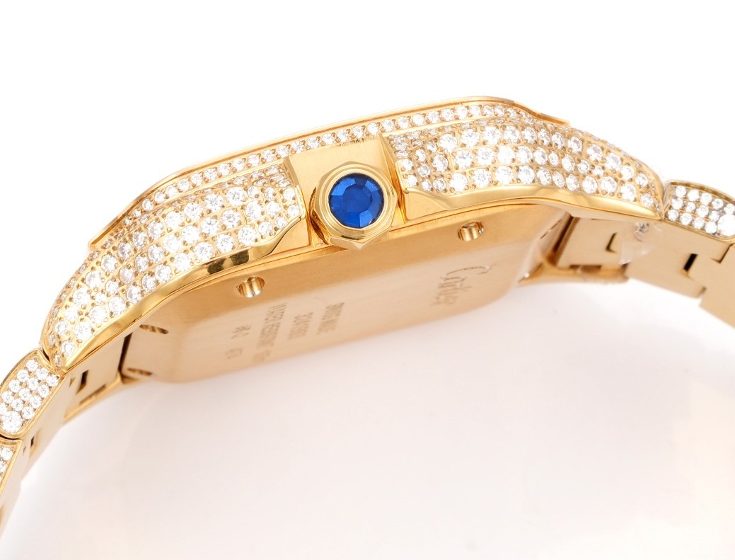 (Cartier) Custom-made full-diamond version of the Santos de Cartier collection