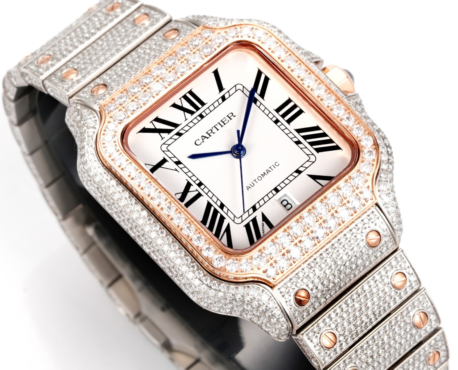 Luxury diamond-set men's watches from the Cartier Santos collection