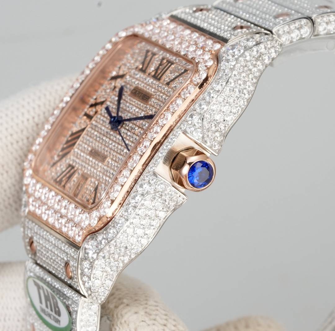 The “Starlight” diamond-set watch from Cartier’s Santos collection.