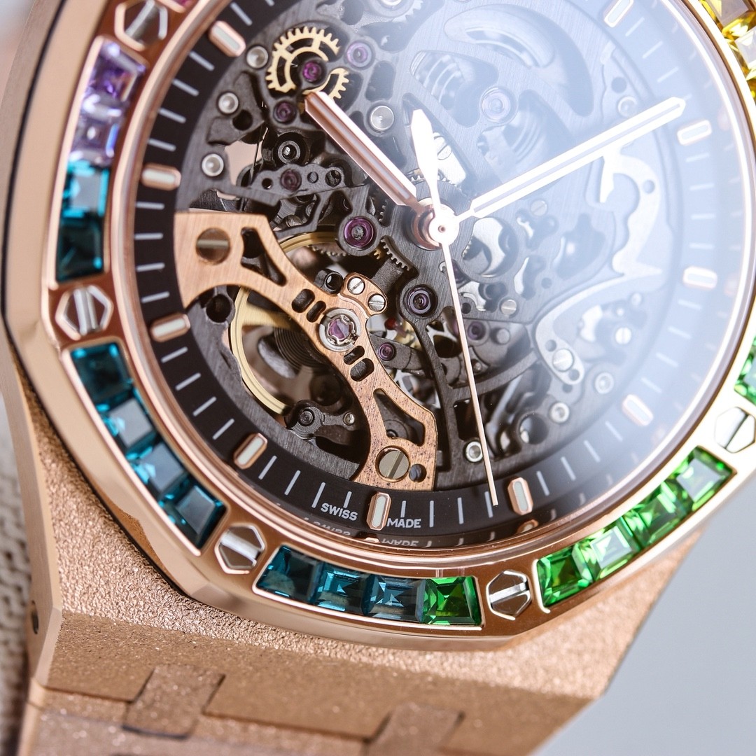 (Audemars Piguet) Royal Oak Frosted Gold Double Balance Wheel Skeleton Watch